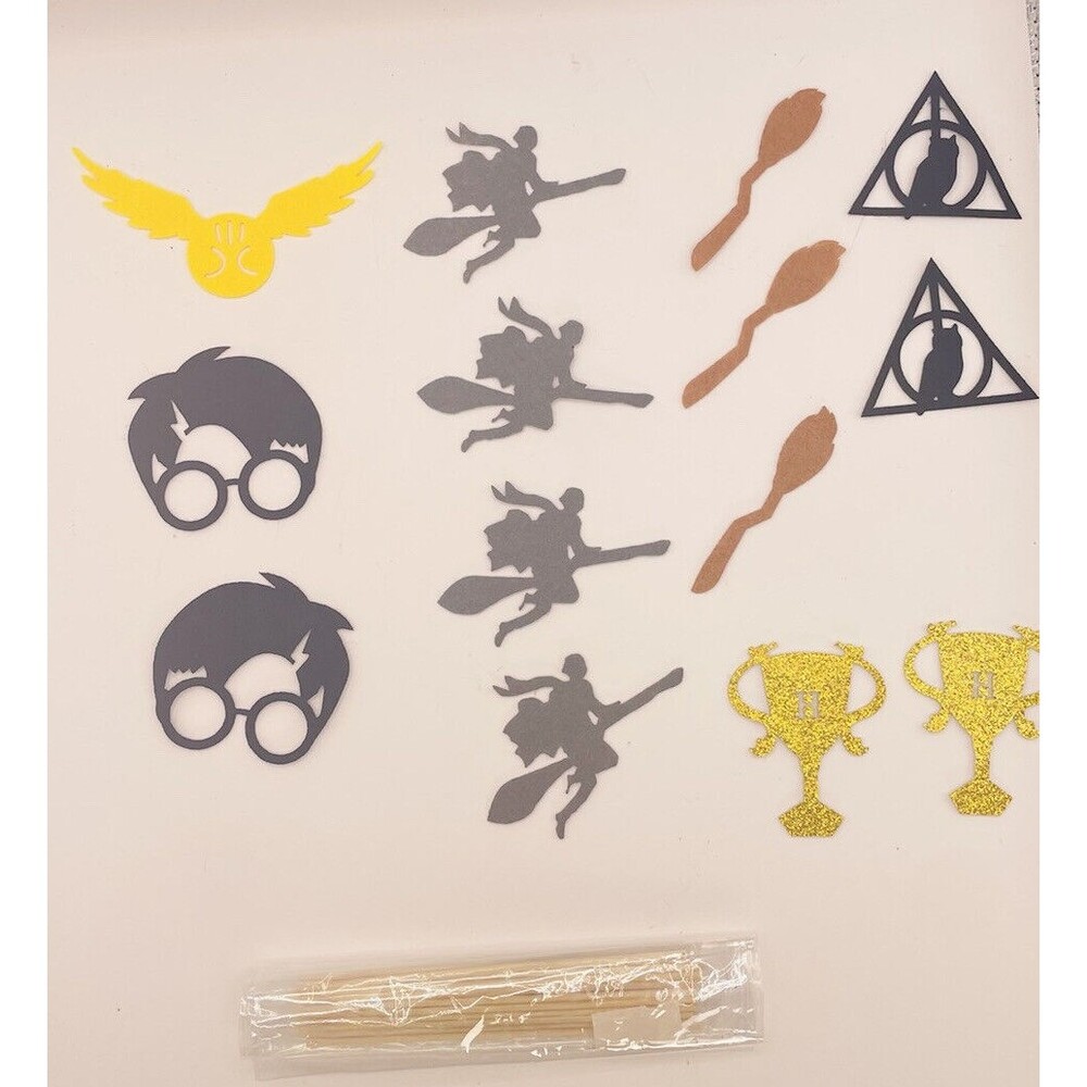 Harry Potter Party Supplies Flag Cupcake Topper (14) Birthday Halloween